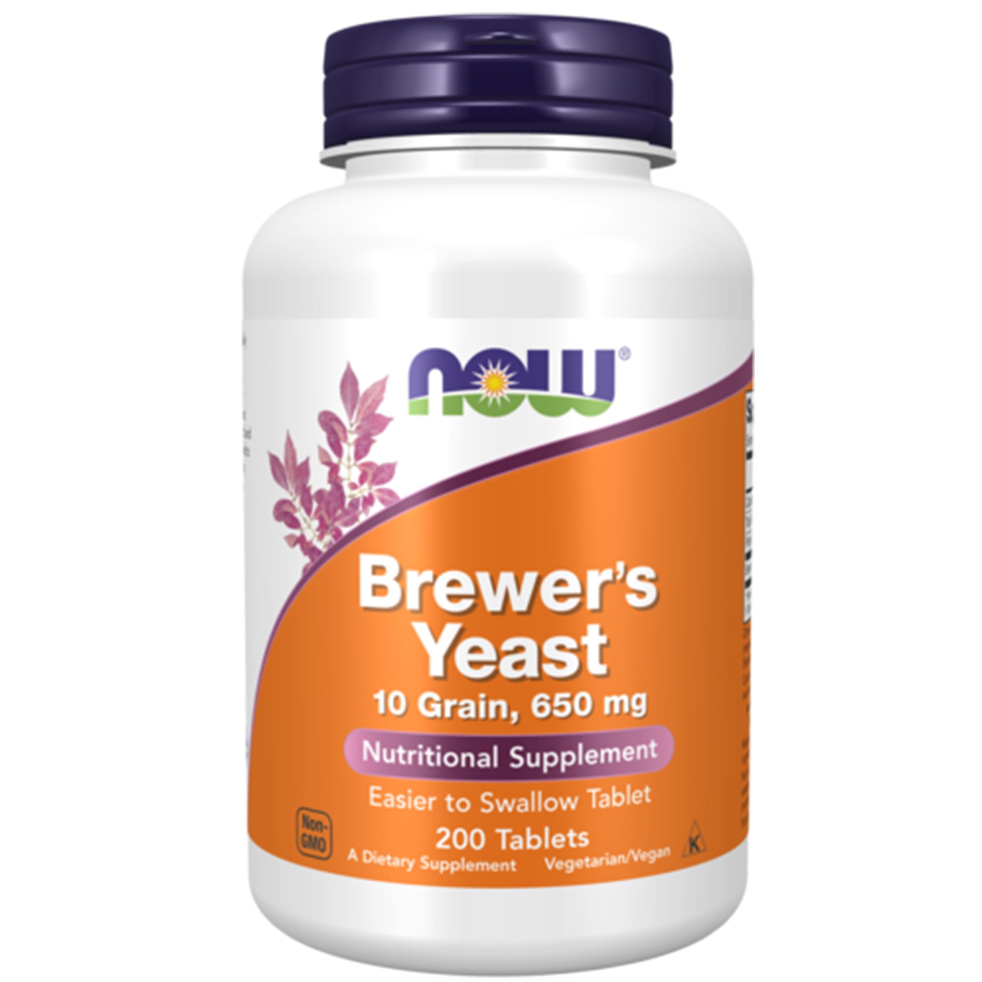 Now Foods, Brewer's Yeast (Brauereihefe), Saccharomyces cerevisiae, 650mg, 200 vegane Tabletten, Laborgeprüft, Sojafrei, Ohne Gentechnik, Vegetarisch