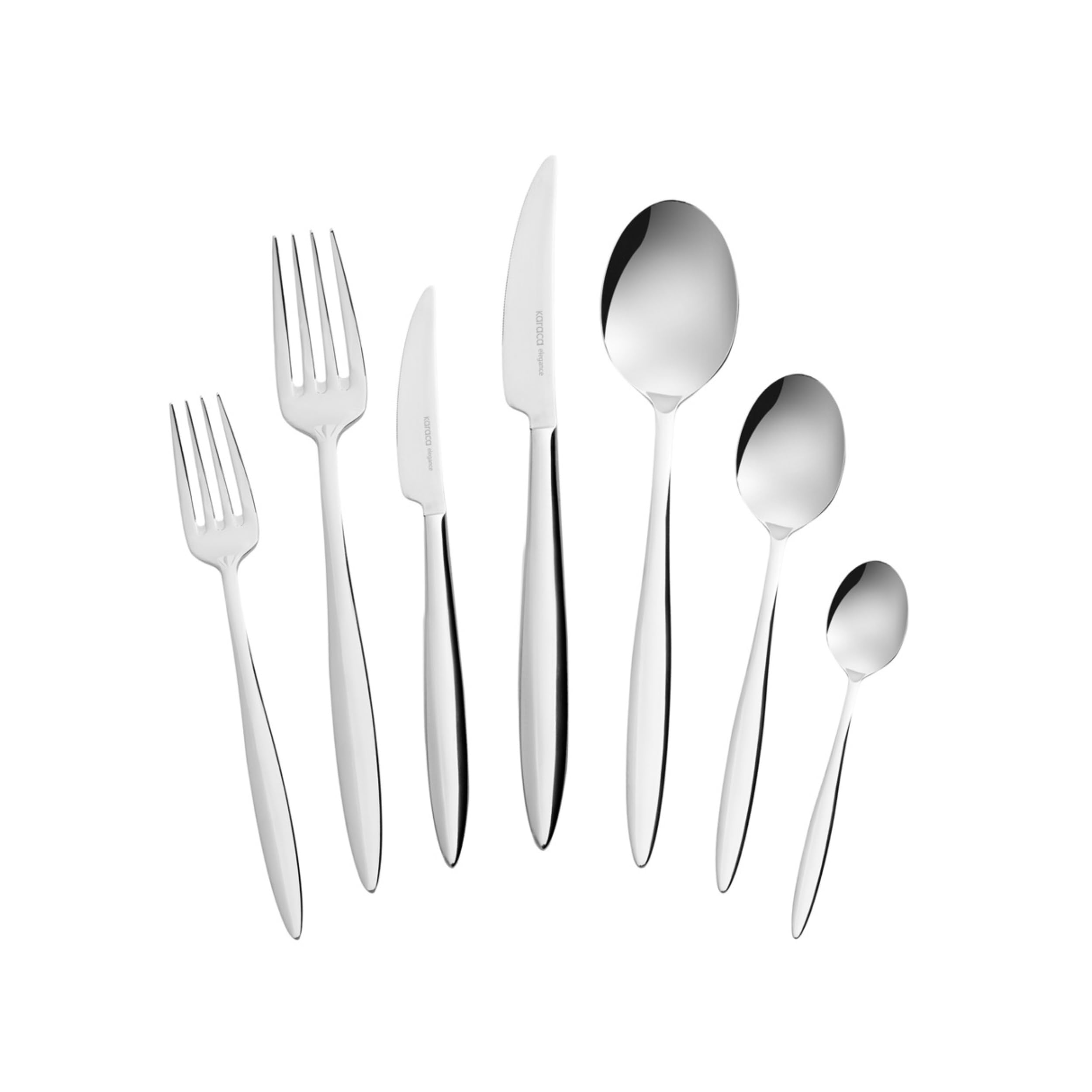 Karaca Novara Elegance Ménagères - Ensemble Couverts de Table Inox 18/10, 84 Pièces pour 12 personnes, Vaisselle et Arts de la Table, Menagere Couvert Acier Inoxydable - Argent
