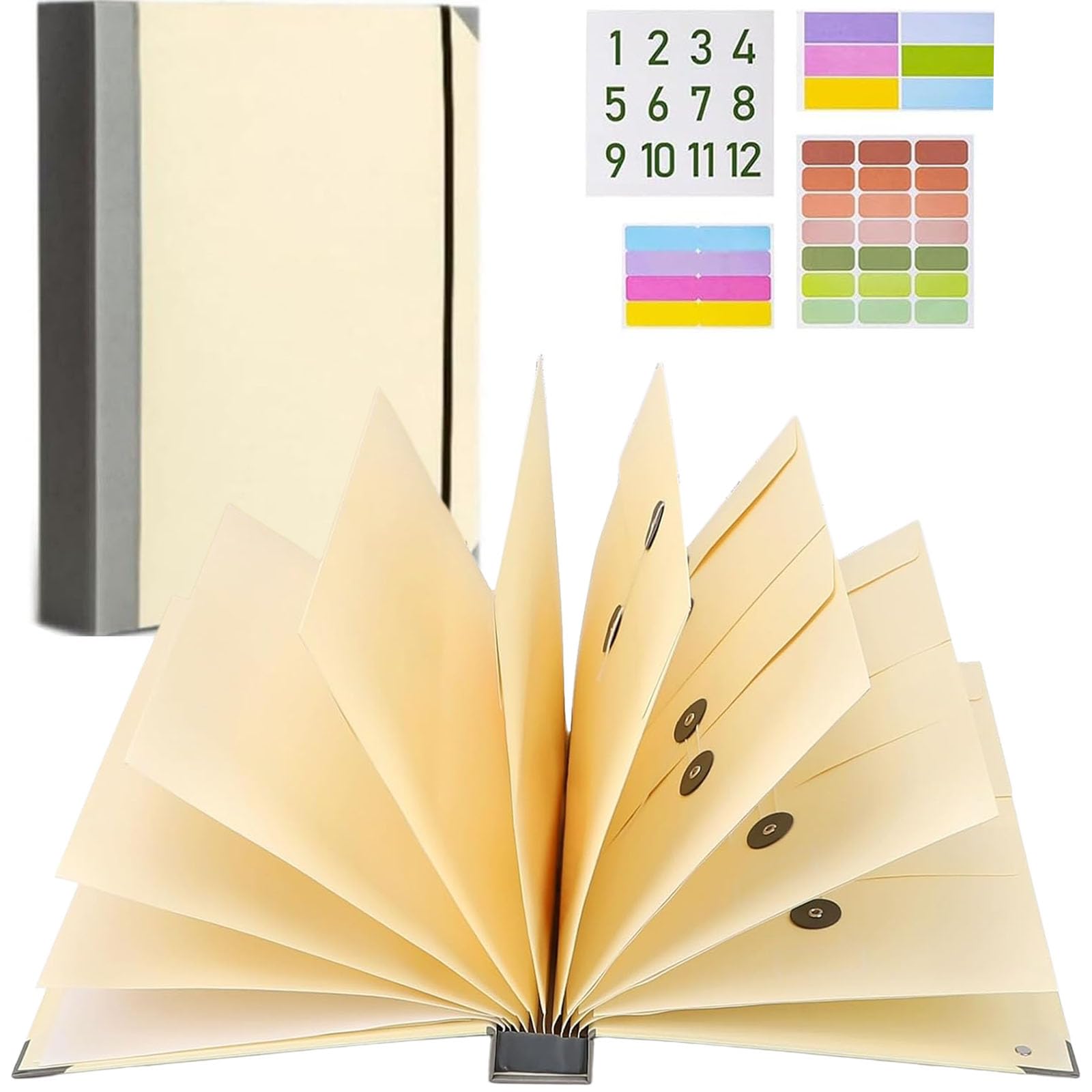 Folio Document Organizer with Labels, Folio Folders with Pockets, Personal Family Important Document Organizer Binder,Emergency Binder Organizer, Life Binder Organizer Kit for Documents (Yellow)