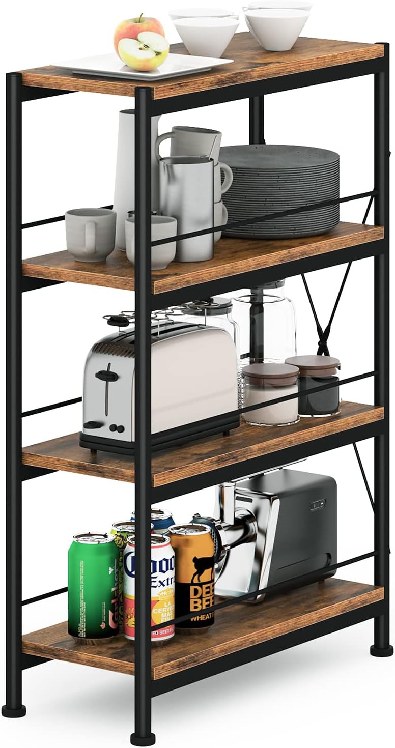 4 Tier Storage Shelves Small Narrow Shelf Unit Metal