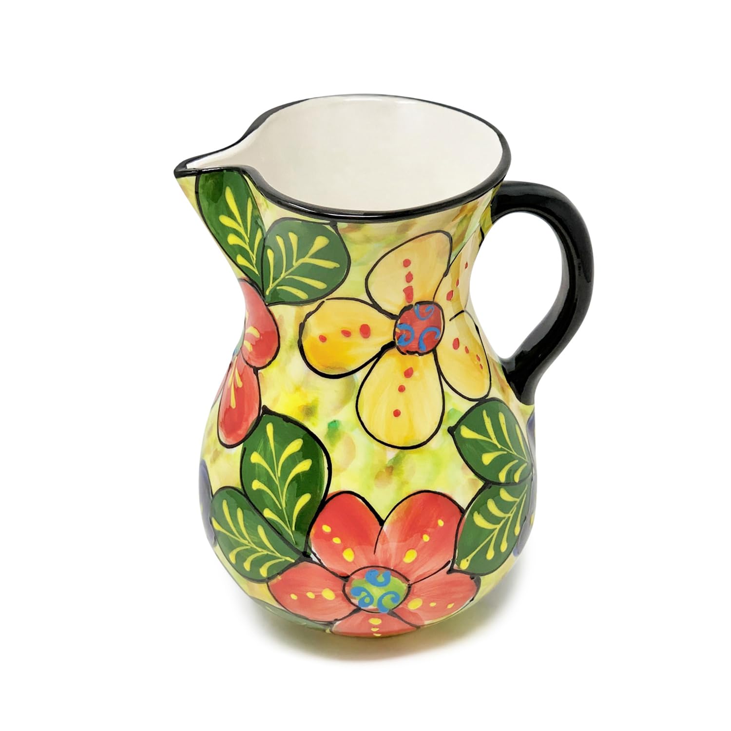 Verano Spanish Ceramics Classic Spanish Hand Painted Decorative Floral Pattern Vase Serving Jug - 2L Floral