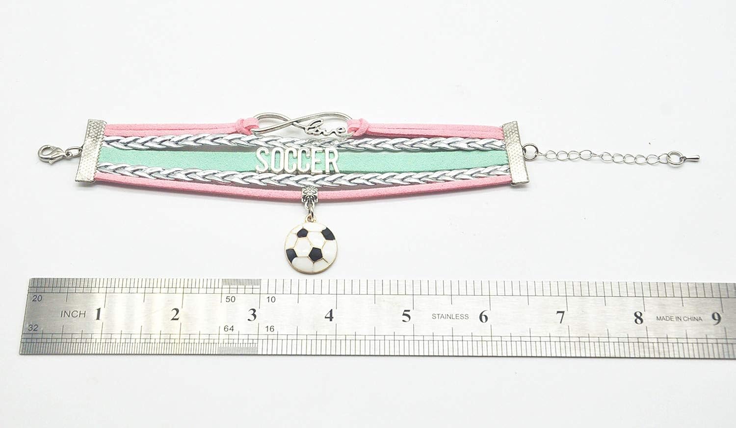 Soccer Bracelet Jewelry - Infinity Love Cute Soccer Ball Charm Bracelet Soccer Gifts For Women, Girls, Men, Boys, Soccer lovers, Soccer Team Soccer Themed Gifts (Pink,Silver and Mint Green) : Sports & Outdoors