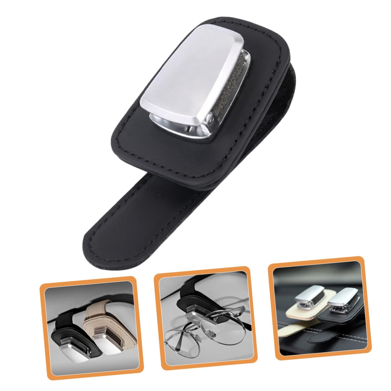 iplusmile 5pièces Porte-lunettes De Voiture Cuir Clip De Pare-soleil Pour Lunettes De Soleil Organisateur De Visière Support Pour Cartes Et Tickets Accessoire Pratique Pour Les Véhicules