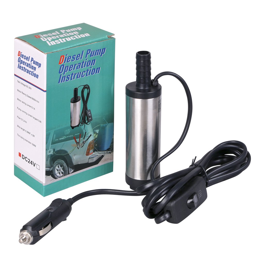 flintronic Pompa Acqua e Olio, 12V 38mm Pompa Sommersa Elettrica Pompa Combustibile con Filtro Rimovibile Diesel Aspirazione per Olio Gasolio e Acqua per Auto, Caravan, Marino, Barca