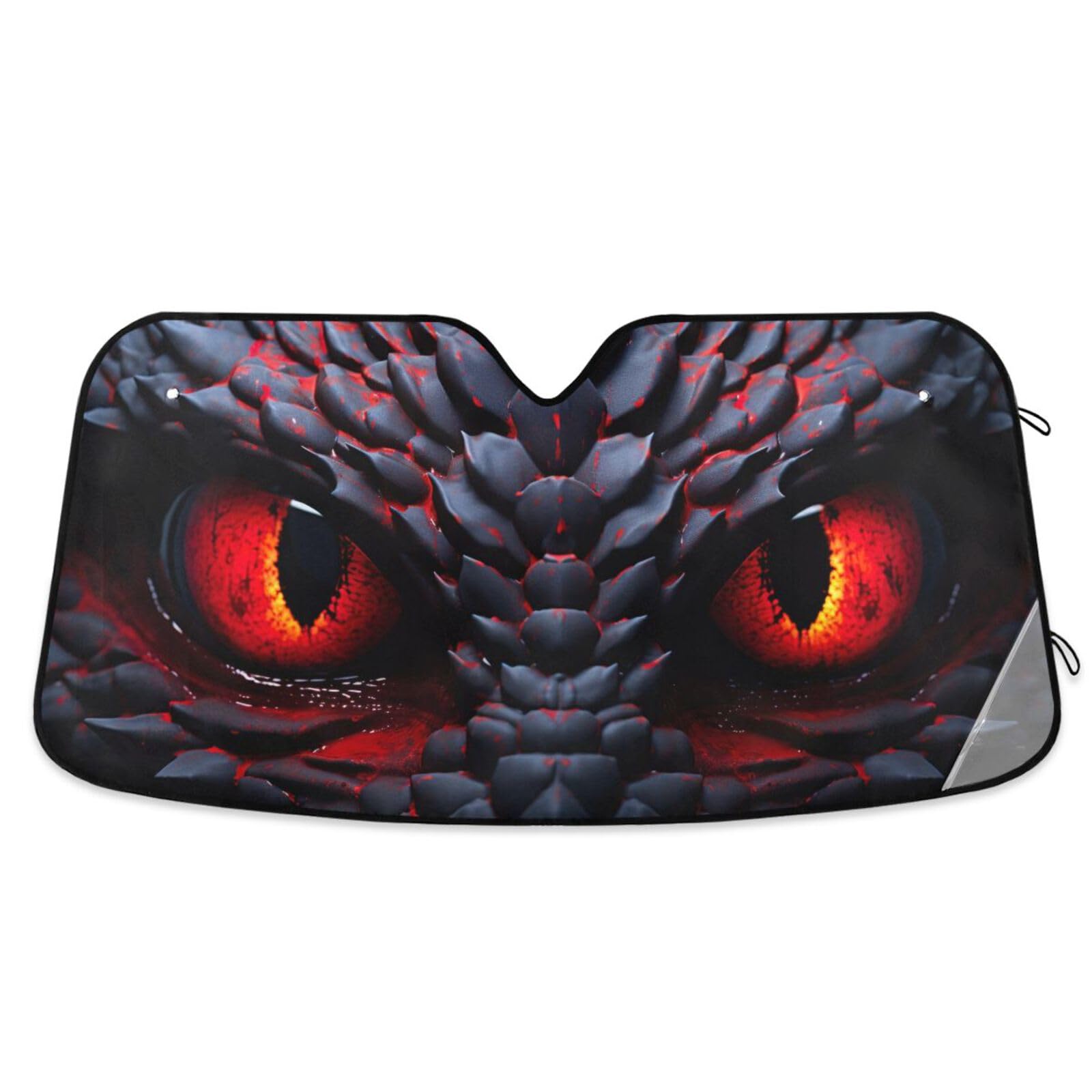 ODAWA Parasol para parabrisas de coche, diseño de dragones, ojos negros y rojos, plegable, bloquea los rayos UV, parasol para parabrisas delantero, Talla única