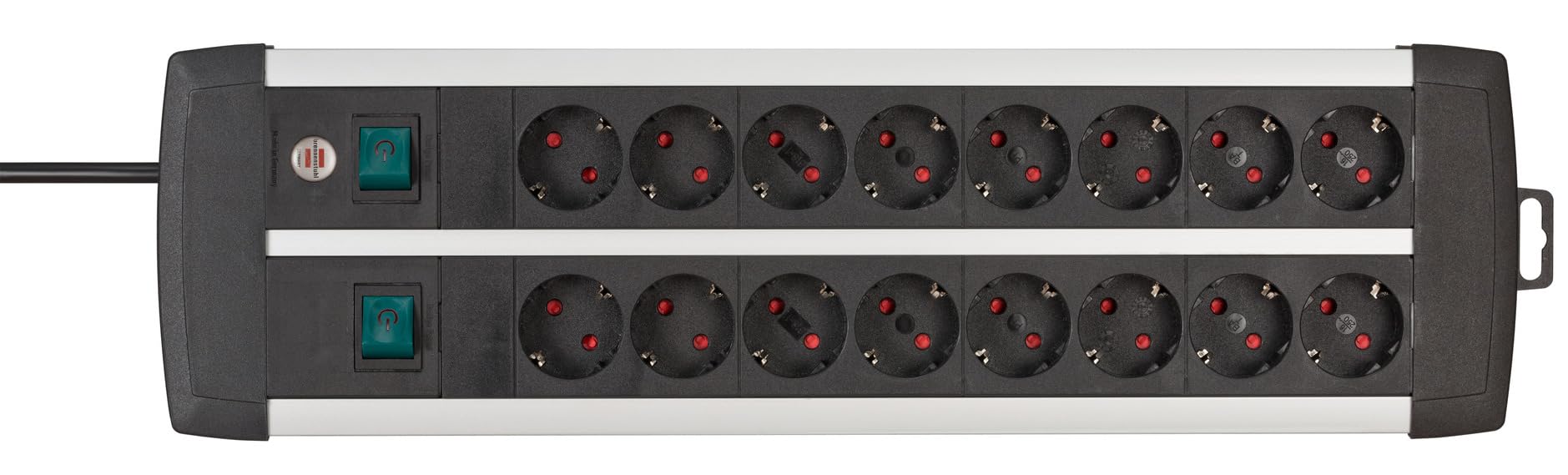 BRENNENSTUHL 1391000916 - Base múltiple Premium-Alu-Line Technics con 2 y 3 interruptores (16 tomas)