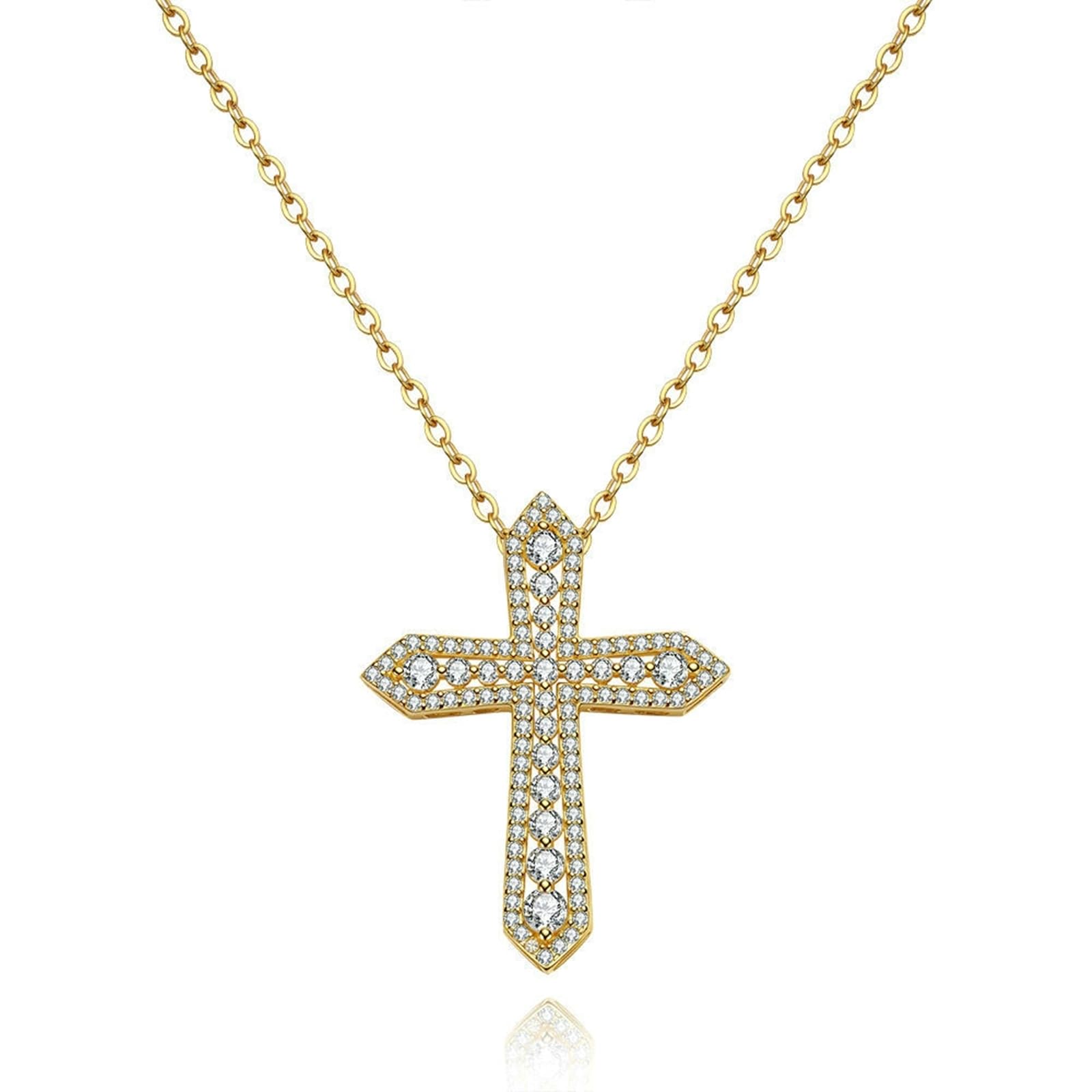 Naszyjnik damski 750, krzyżyki, 18 K żółte złoto, zawieszka charms na 60. urodziny z moissanit dla dziewczyny