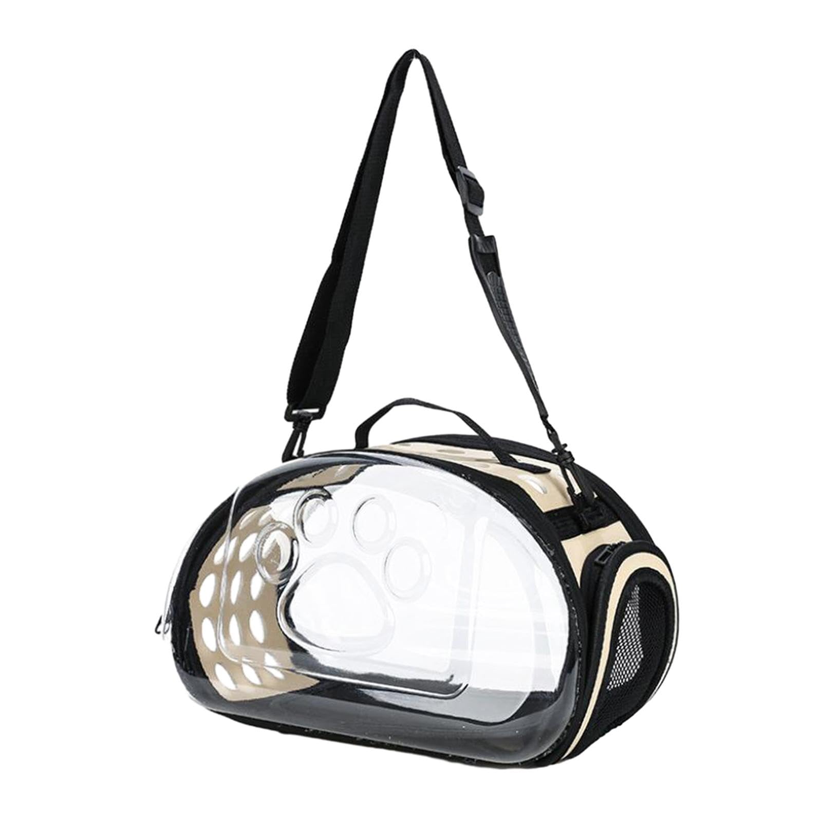 Transparent Cat Carrier, Collapsible Soft Sided Pet Carriers, Purse Tote, Pets Bubble Bag for Outdoor, Hiking, Small Dogs, Gold S