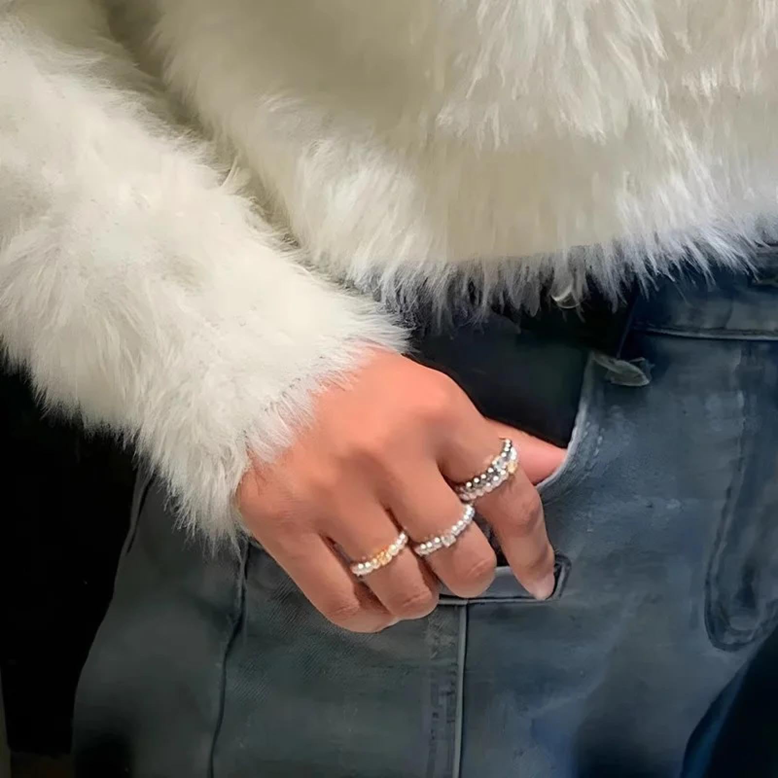 Ring Ringe Damen Bijouterie Herren Mode Süße Reis Korn Perle Zirkon Ring Für Frauen Nische Vintage Einfache Exquisite Schmuck Zubehör Für Mädchen