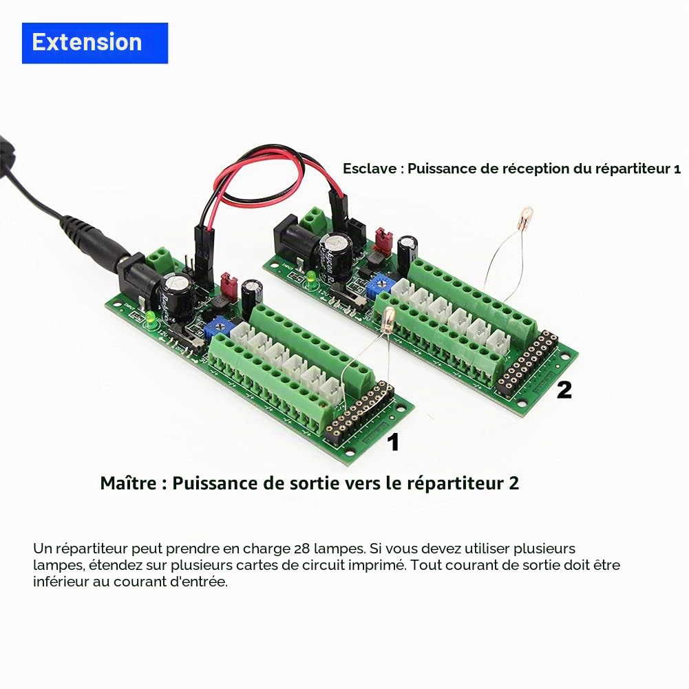 Evemodel PCB012 1set de panneau de distribution d'alimentation auto-adaptable Distributeur HO N O LED Street Light Hub DC AC Tension Train Contrôle de puissance