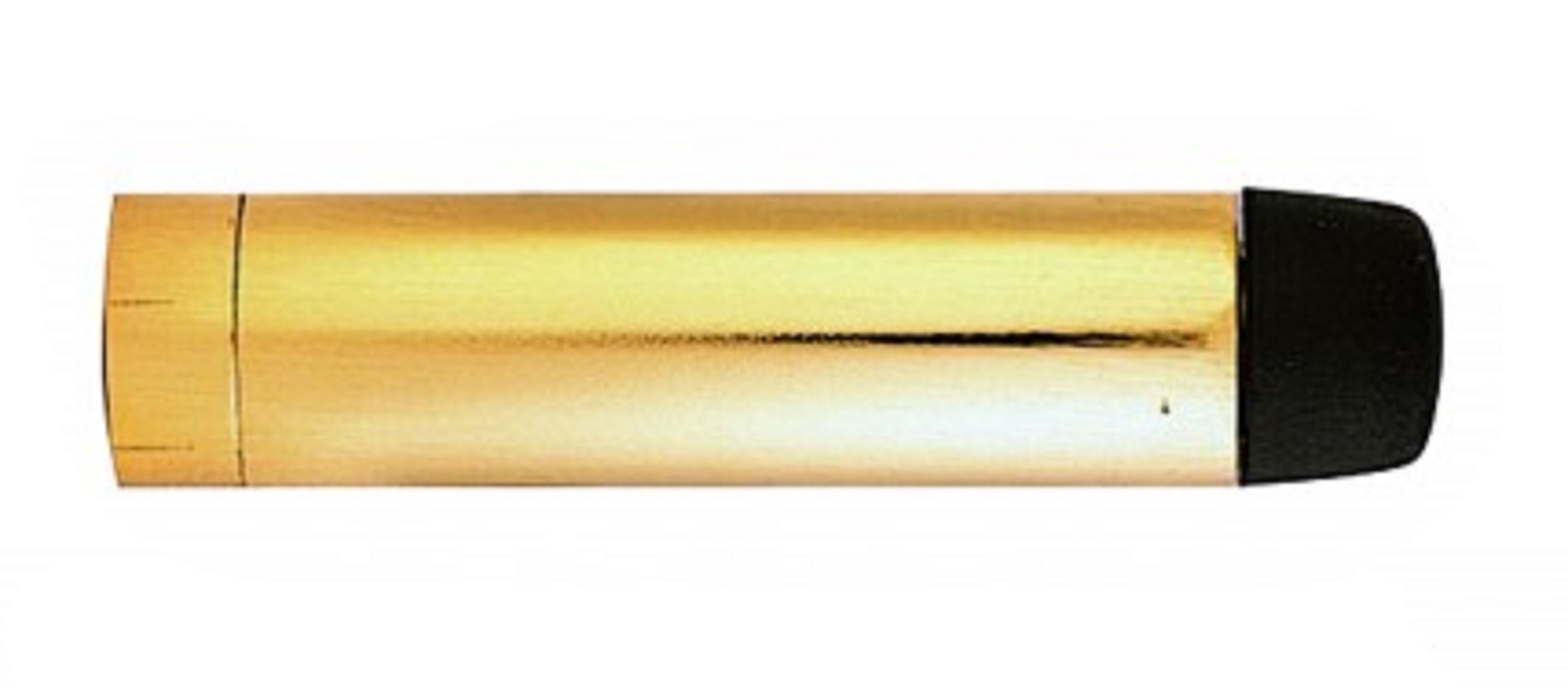 Solid Concealed Fix Cylinder Pattern Wall/Skirting Mounted Door Stop without Rose - 70mm Projection (Polished Brass)