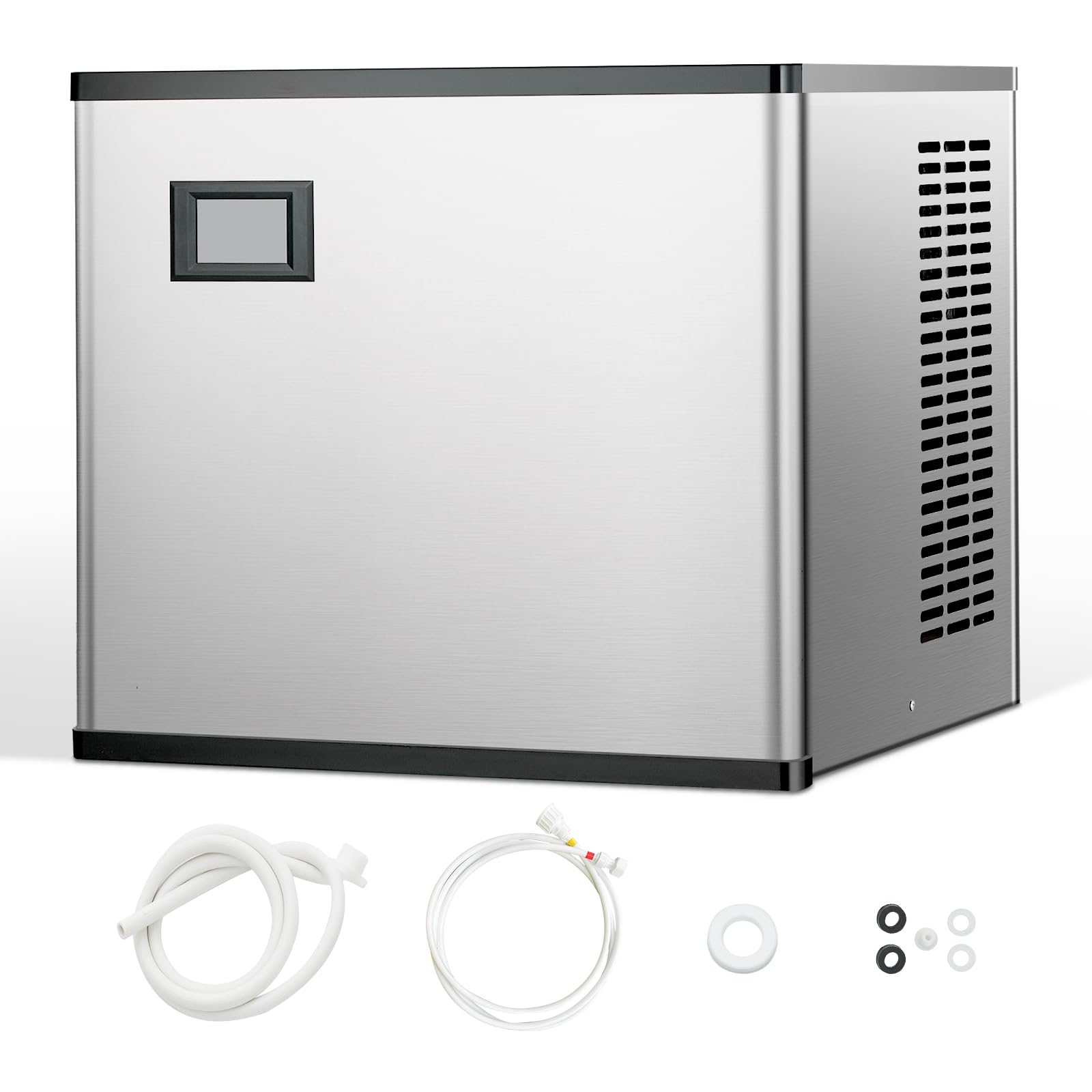 VEVOR Macchina per Ghiaccio Commerciale in Acciaio Inox 565 x 560 mm, Autopulente e Produzione Ghiaccio, Macchina per Cubetti di Ghiaccio Modulare per Ristoranti Solo Testa 136 kg/Giorno