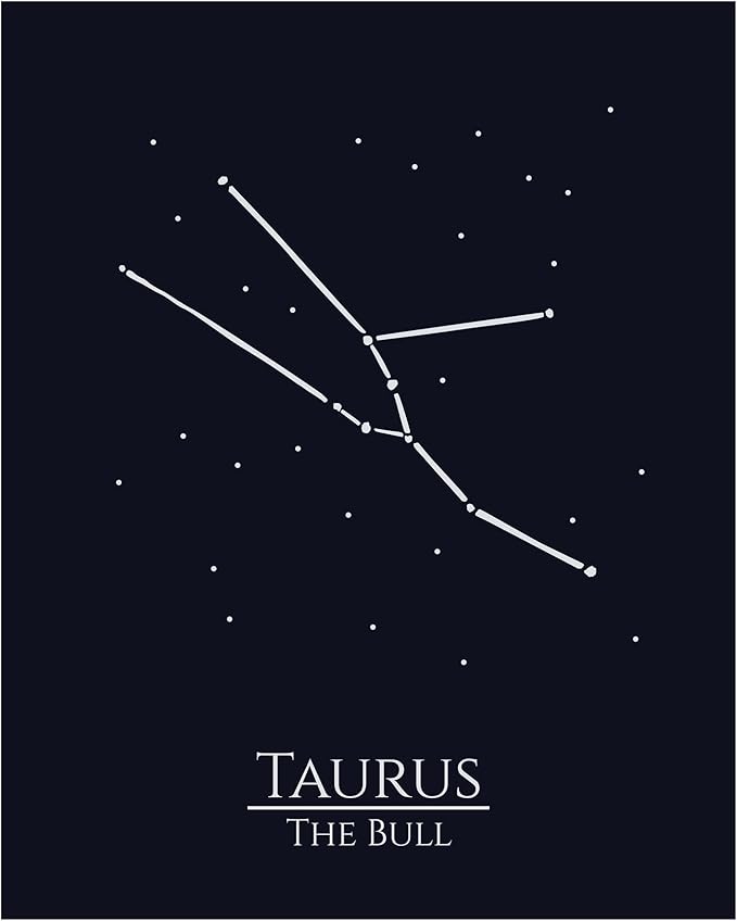 AMERICAN LUXURY GIFTS Zodiac Wall Art – Taurus Constellation Poster 8x10, Astrology Wall Art Print in Midnight Black – Taurus Horoscope Sign Gift for Women, Celestial Decor for Bedroom or Office