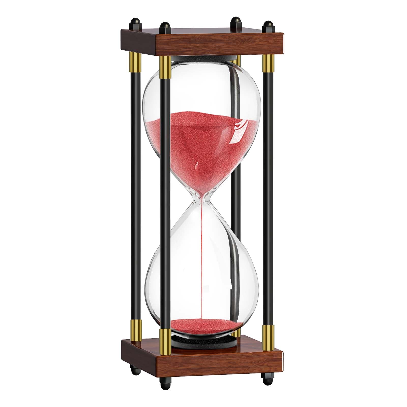 Sablier 60 minutes en bois rouge : élégance et précision pour bureau