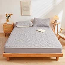 Mattress Protector Waterproof Fitted Sheet Soft Quilted Queen Mattress Pad Cover Breathable Nonoise Mattress Topper 360° Full Coverage Mattress Dust Cover-Gray||California King:79x87in(3pcs)