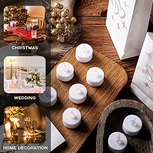 12 Set Luminary Bags With 24 Flameless Candles Tea Lights, Flame Resistant Candle Bags, Tea Light Luminaries For Wedding, Valentine's Day, Halloween, Thanksgiving, Christmas, Party #TOP2