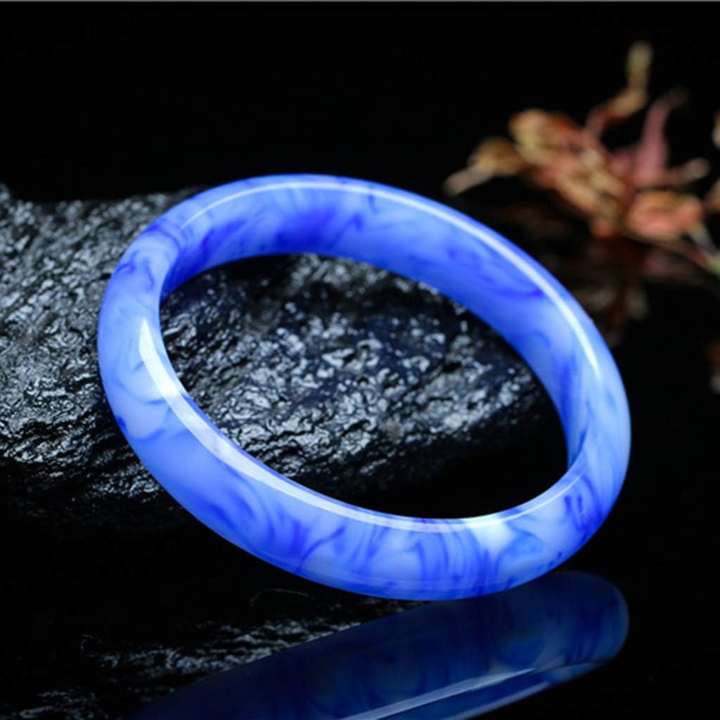 Beautiful Natural Hetian Jade Bracelet - Floating Flower Bangle, Blue and White Auspicious Female Design - Gift
