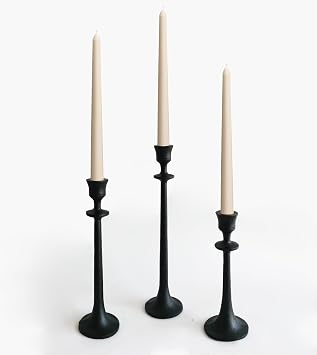 Iron Taper Candle Holder - Set of 3 Decorative Candle Stand - Candlestick Holder for Wedding, Dinning, Party - Black