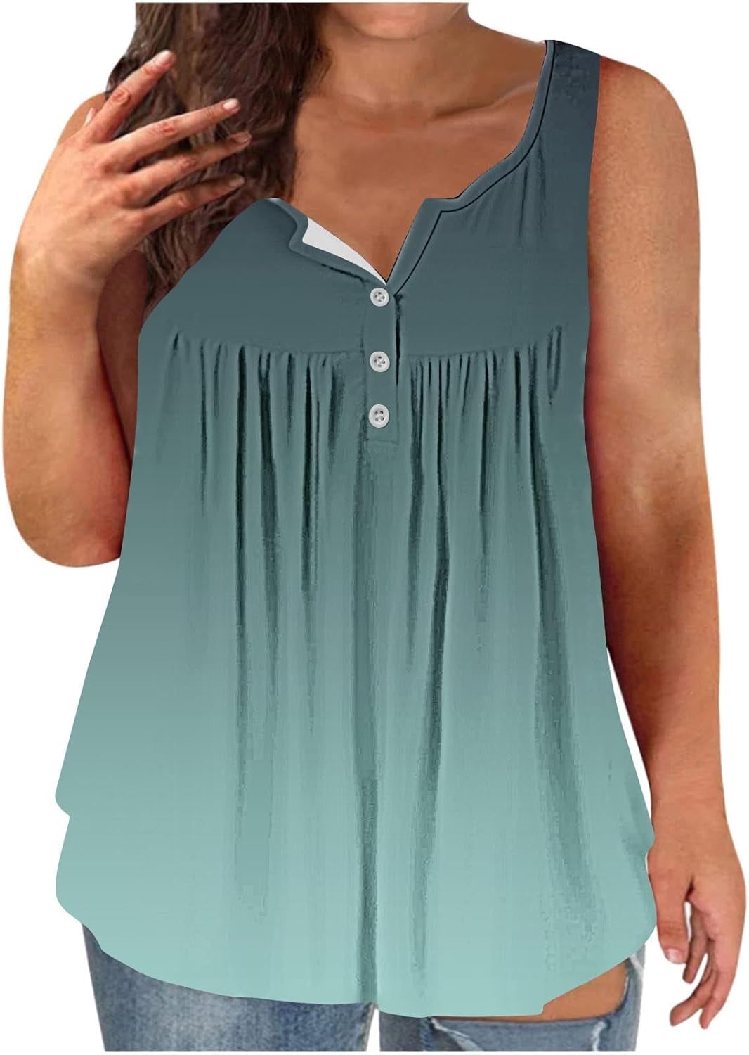 SIWUGCF Womens Plus Sized Tank Tops Spring Sleeveless Henley T-Shirts Summer Basic Tops Casual Classic Button Down Tunics
