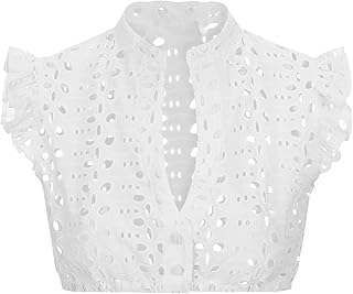 Dirndl Bluse Damen Kurzarm Baumwolle Trachten Trachtenbluse Weiß Flügelärmel Dirndl Dirndlbluse Hochgeschlossen Oktoberfes...