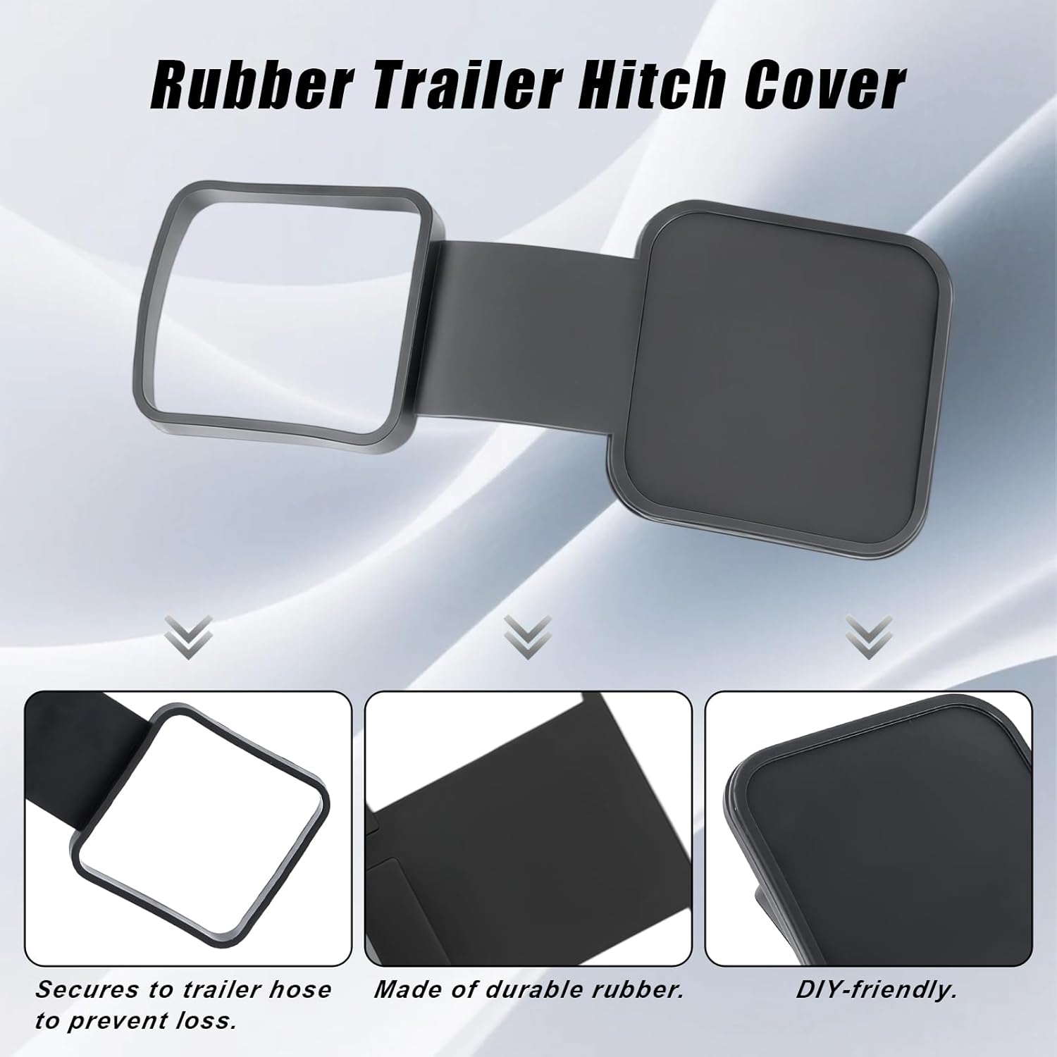 Rubber 2 Inch Trailer Hitch Covers, Tow Tube Cover Plug Cap, Car Exterior Accessories Universal Fit for Trucks, SUVs & Most Vehicles Hitch-Receivers (Matte-Black)