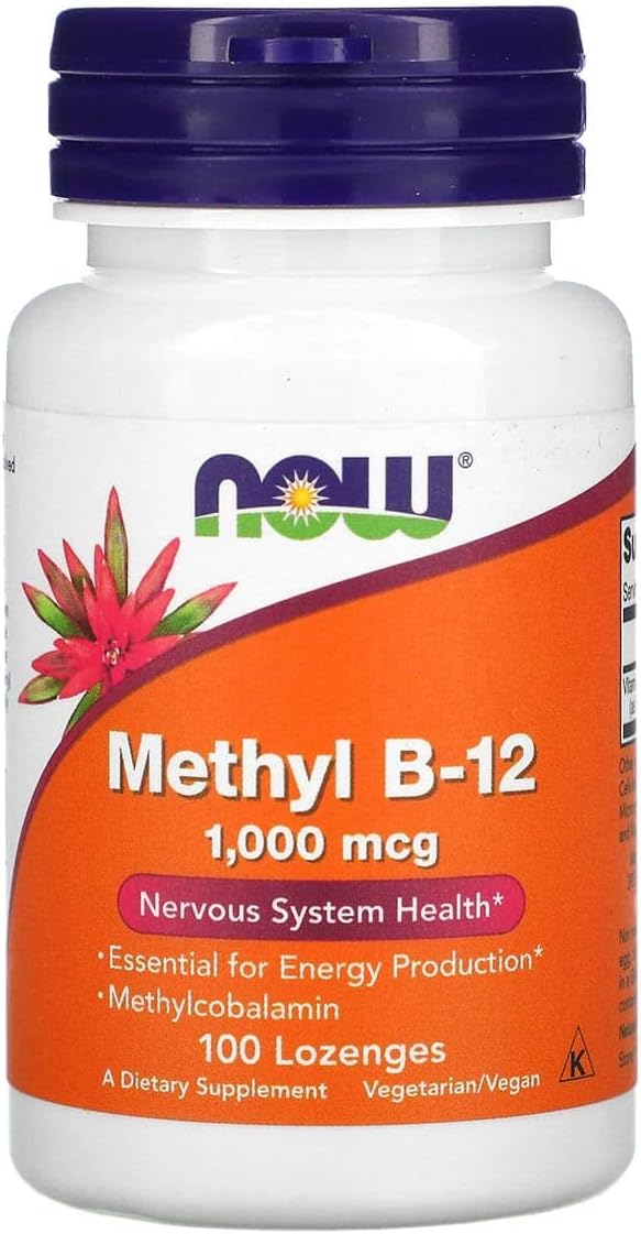 NOW Foods Methyl B-12, 1000mcg, 100 LOZ (Pack of 2)