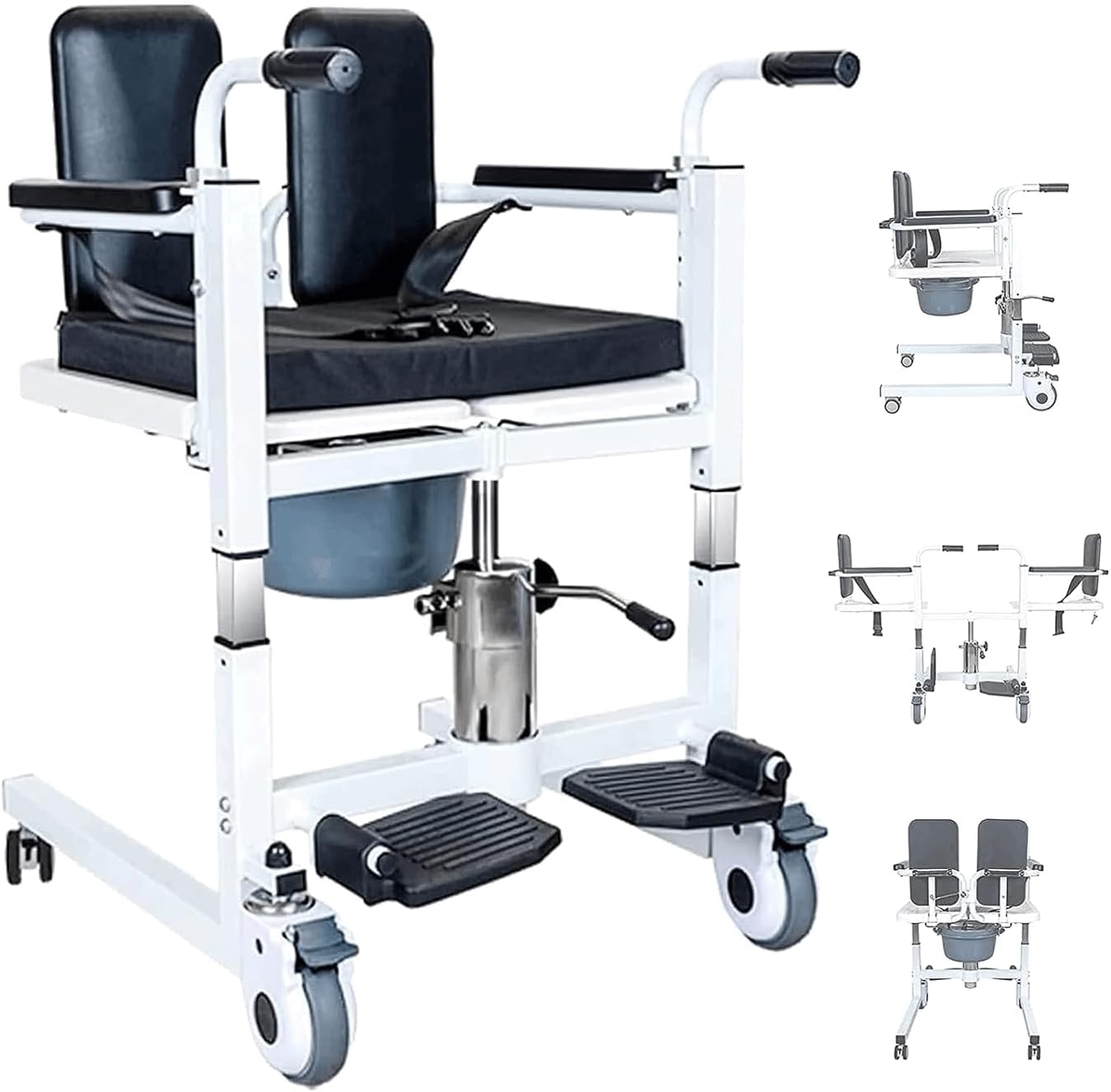 Hydraulic Patient Lift Wheelchair Bedside Toilet with