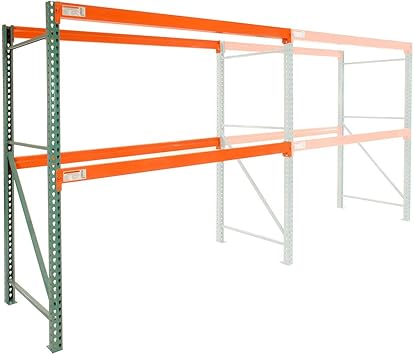 Global Industrial Teardrop Pallet Rack Add-On Unit, 120" W x 42" D x 96" H, 5630 lbs Shelf Capacity, Steel Construction, Orange & Green, For Industrial Storage