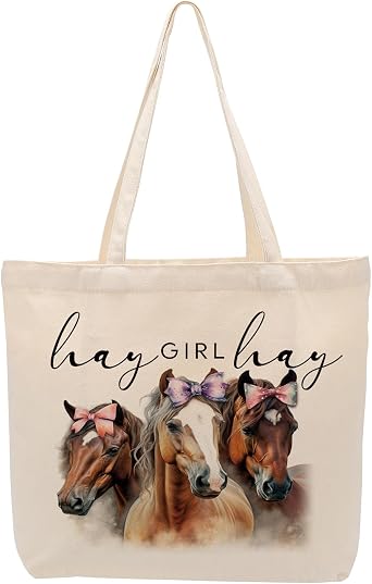 Pig Sheep Horse Gifts for Girls Grocery Shopping Canvas Tote Bag for Animal Lovers Women Friendship Christmas Birthday