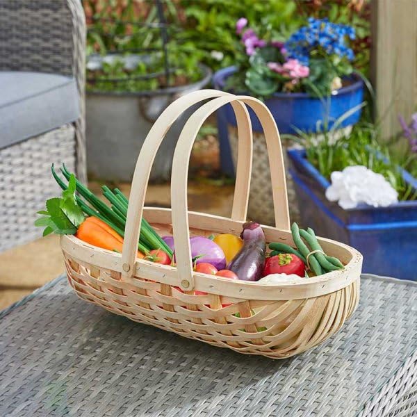 FSC Wood Garden Trug 41 cm x 24 cm x 13 cm Carrying Basket for Flowers Vegetables