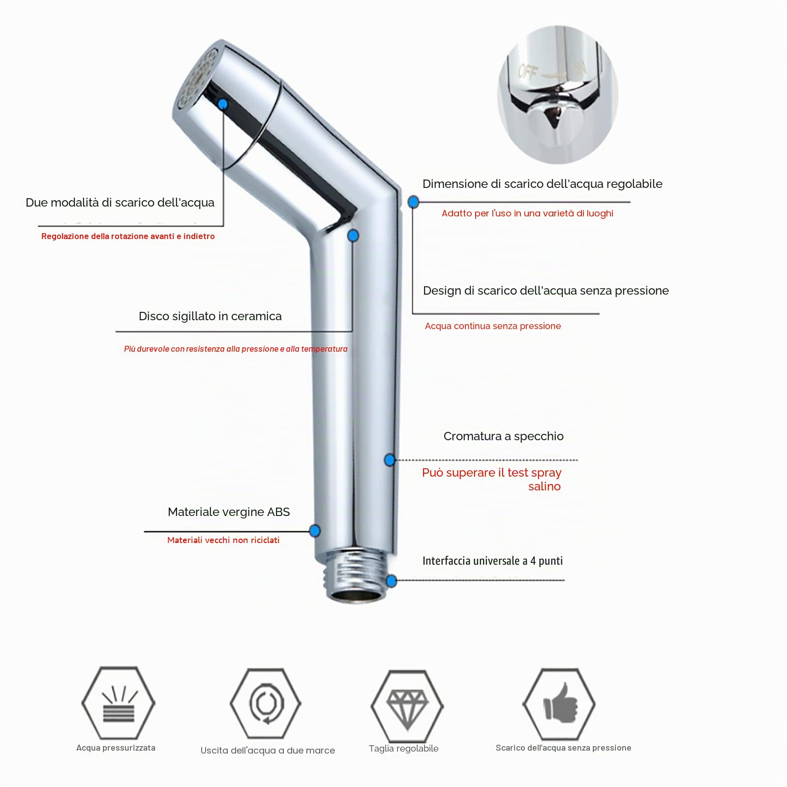 Doccetta bidet a mano, doccetta regolabile ABS Cromo kit spray per pannolini per bambini, con erogatore per rubinetto, tubo e gancio o supporto a parete