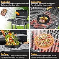 KESSER® Holzkohlegrill XXL Grillwagen Set mit Deckel & Thermometer – großer BBQ Kohlegrill Wagen, Smoker Grill mit Kamin & Lüftung, mit Grillrost, Warmhalterost & Ablage inkl. Haube, Bürste & Pinsel – Ansicht 7