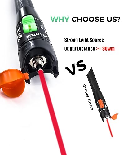 Miniatura 4 de Probador de red de localizador de fallas visuales - Kit VFL de 30 mW 30 KM con un solo modo 9125um FC macho a LC hembra, lápiz láser de fibra de luz