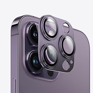 KISMER for iPhone 14 Pro Max/iPhone 14 Pro Camera Lens Protector 2 Pack 9H Tempered Glass Camera Cover Lens Aluminum Alloy Metal matte Case, Scratch Resistant Case Friendly Purple