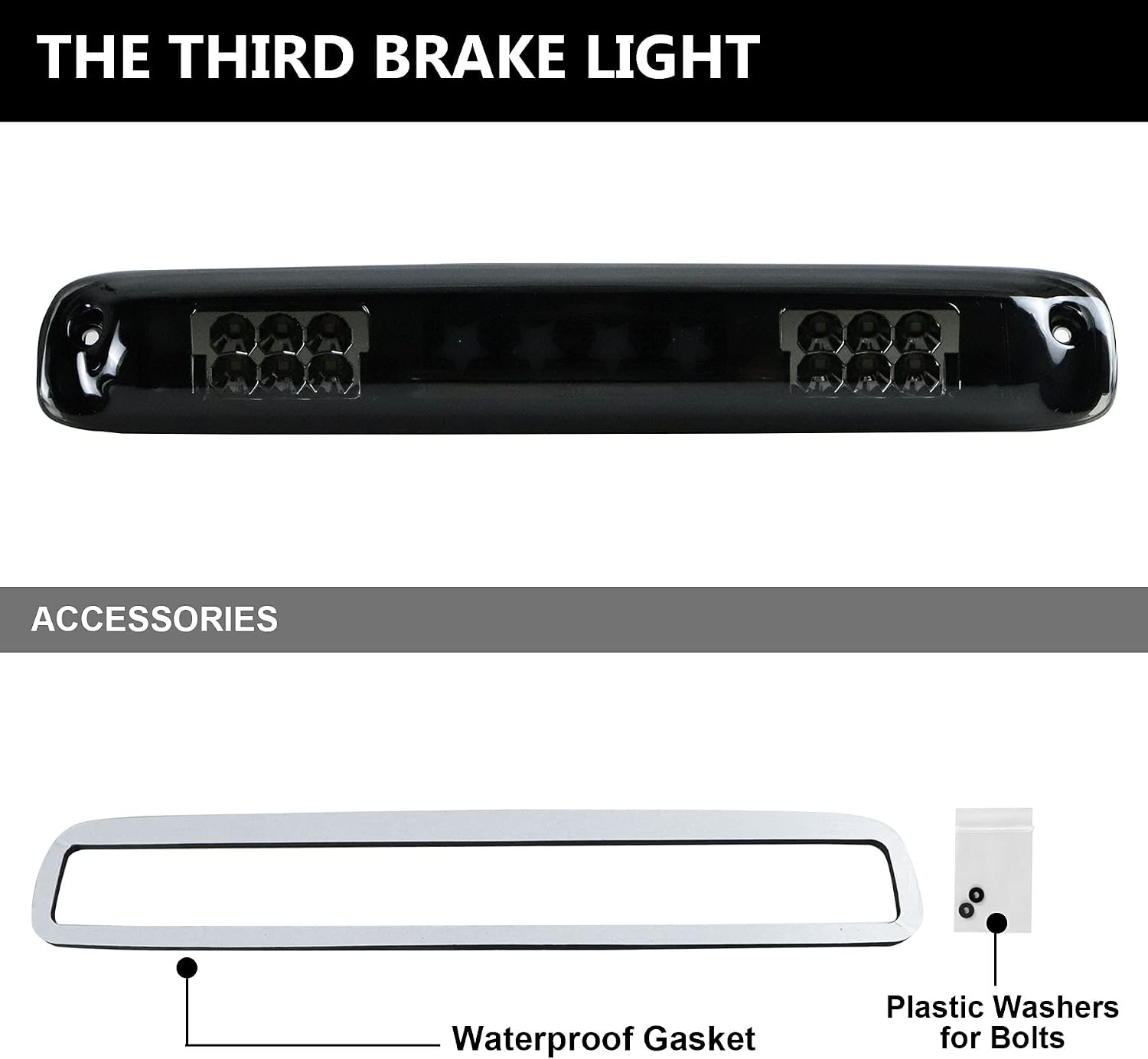 Tresound LED Third 3rd Brake Light for 1999-2007 Chevy Silverado GMC Sierra 1500 2500 3500 HD Classic, Rear Cargo Lamp High Mount Stop light