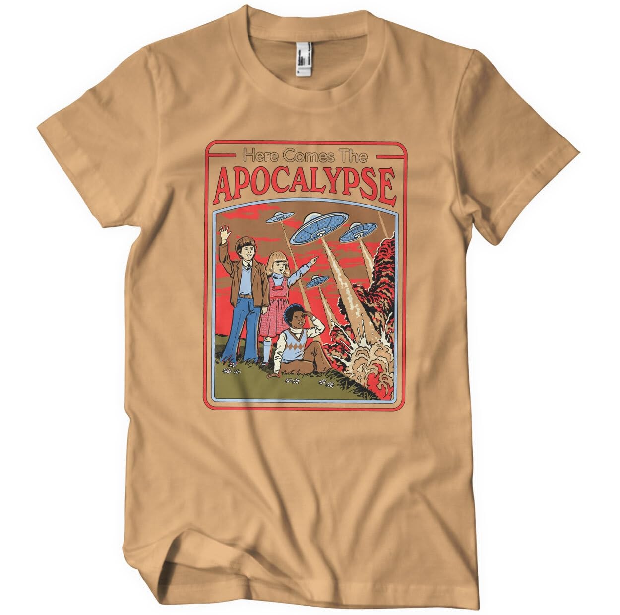 Steven Rhodes Officially Licensed Here Comes The Apocalypse Mens T-Shirt (OldGold), Large