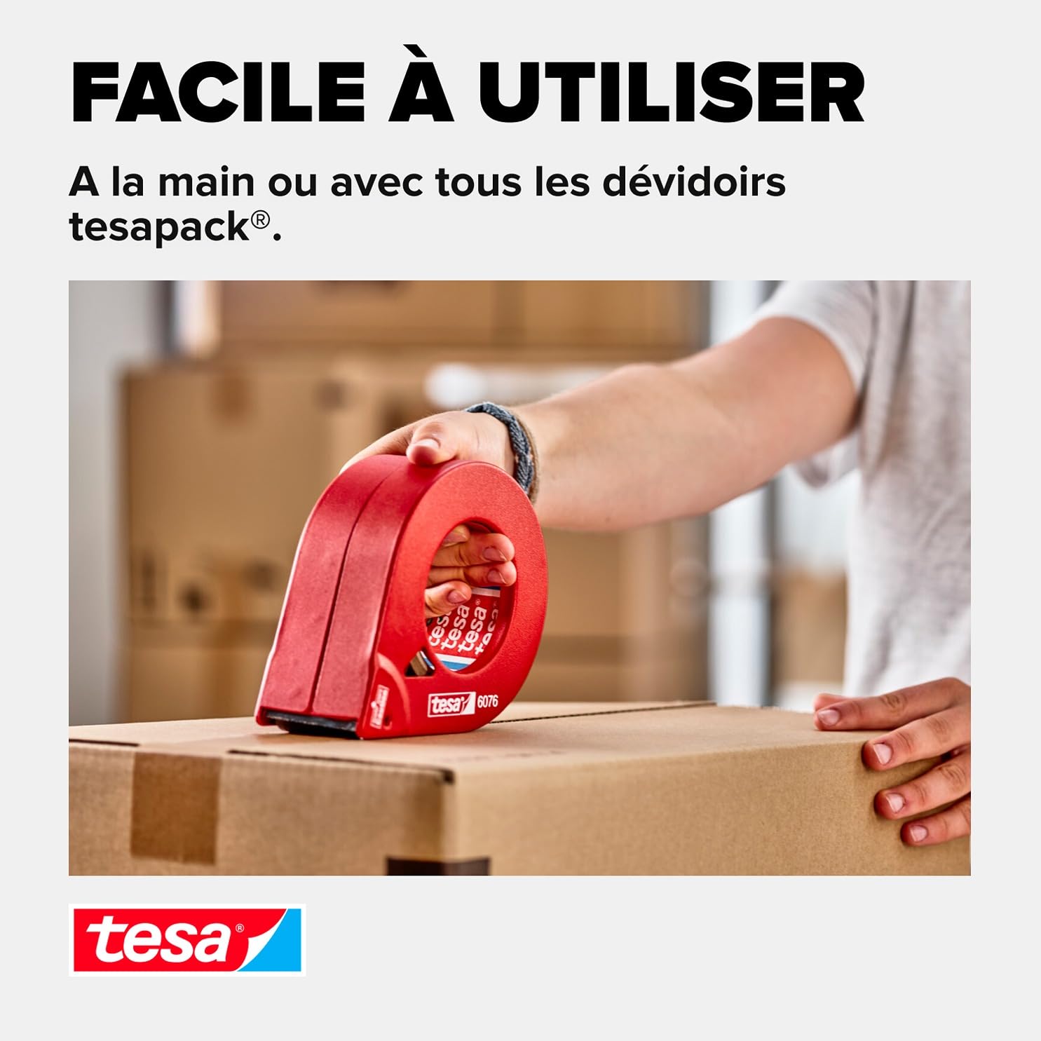 tesapack 4313 Ruban adhésif papier - 50 m x 50 mm - marron - 6 rouleaux
