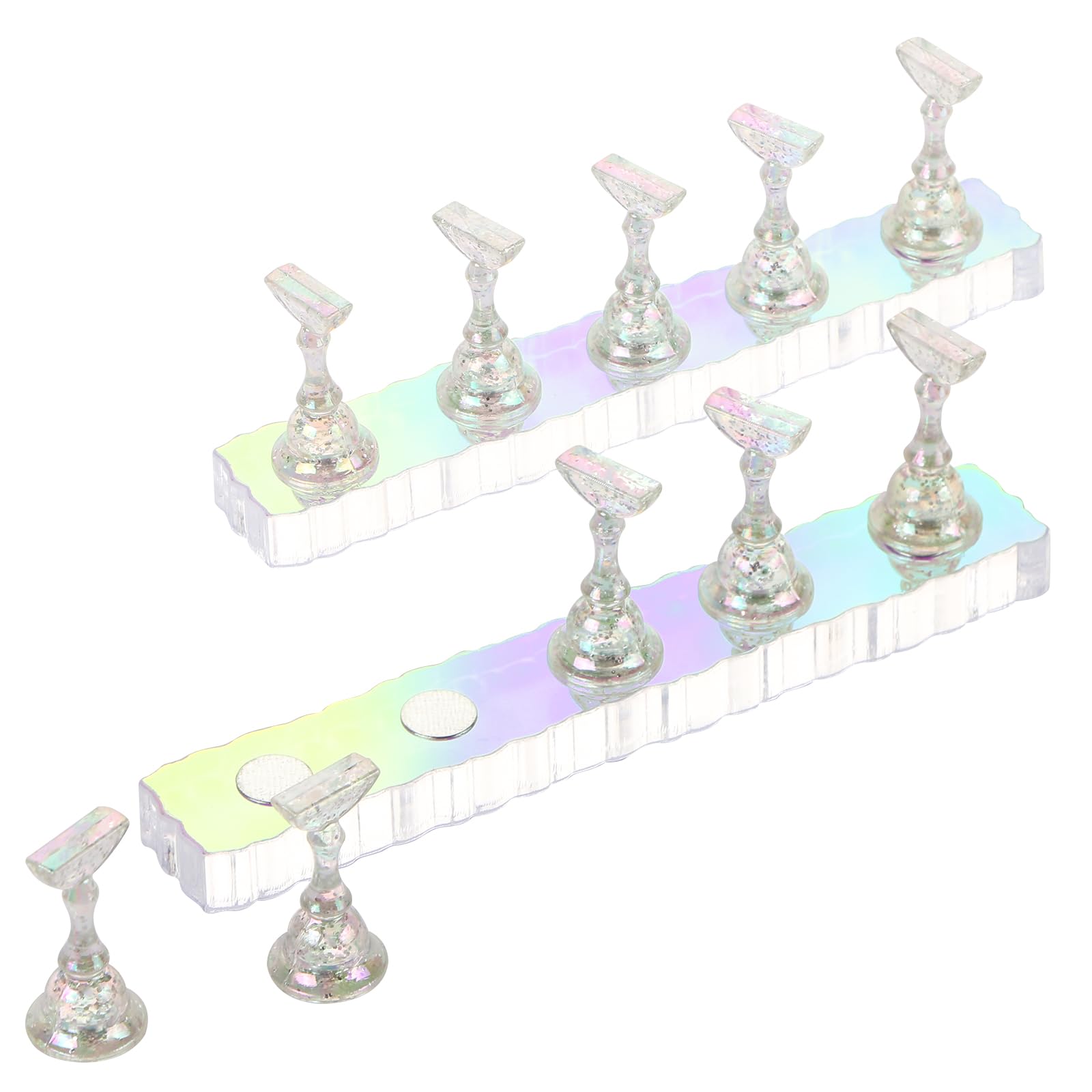 UHOMENY Nail Art Holder Stand for Painting Nails 10 pieces of Aurora Acrylic Nail Practice Stands DIY Nail Design Holders Nail Tips Display Stand for False Nails Manicure Tools (Transparent)