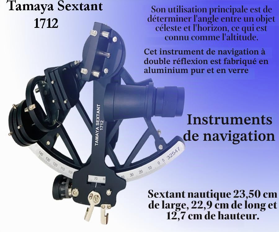 Tamaya - Sextant de travail - Outil de navigation maritime entièrement fonctionnel - Noir