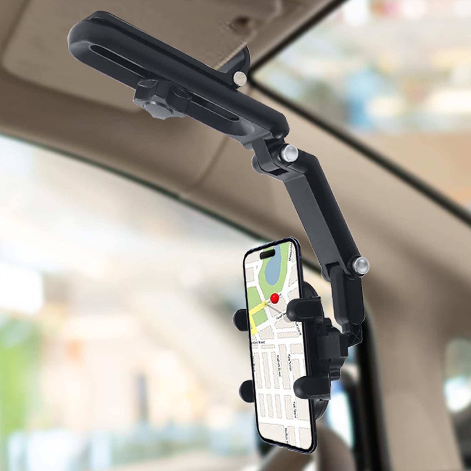 Sun Visor Phone Holder, Phone Holder for Car, 360 Rotatable and Adjustable, Compatible with All Smartphones, More Comfortable to Use Hands-Free. (Black)-image-43