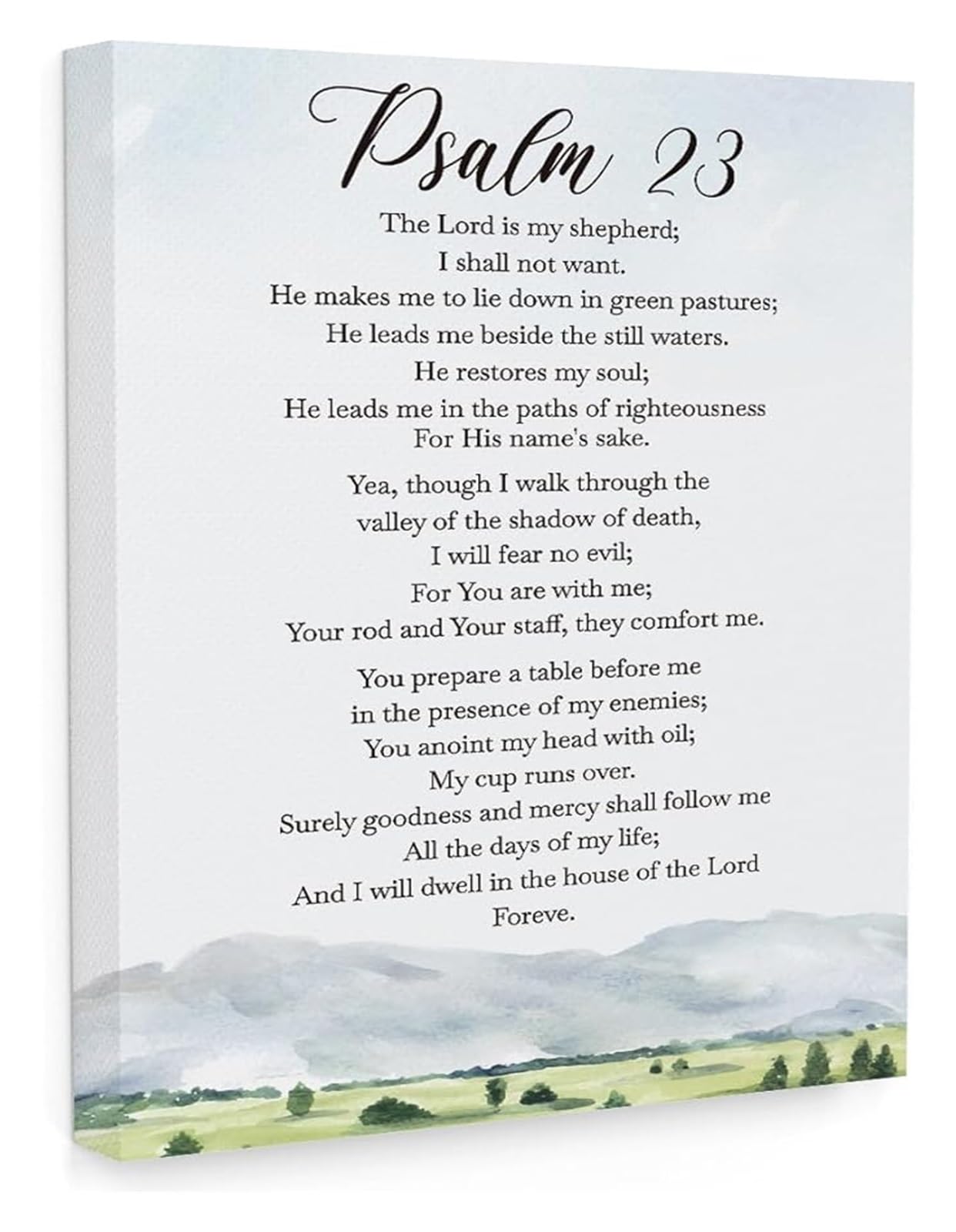 LLBOGRGGN The Lord Is My Shepherd Wall-Art Psalm 23 Bible Verses Watercolor Prayer Inspirational Canvas Decor for Home Christian Gifts(Framed,08x12inch(20x30cm))