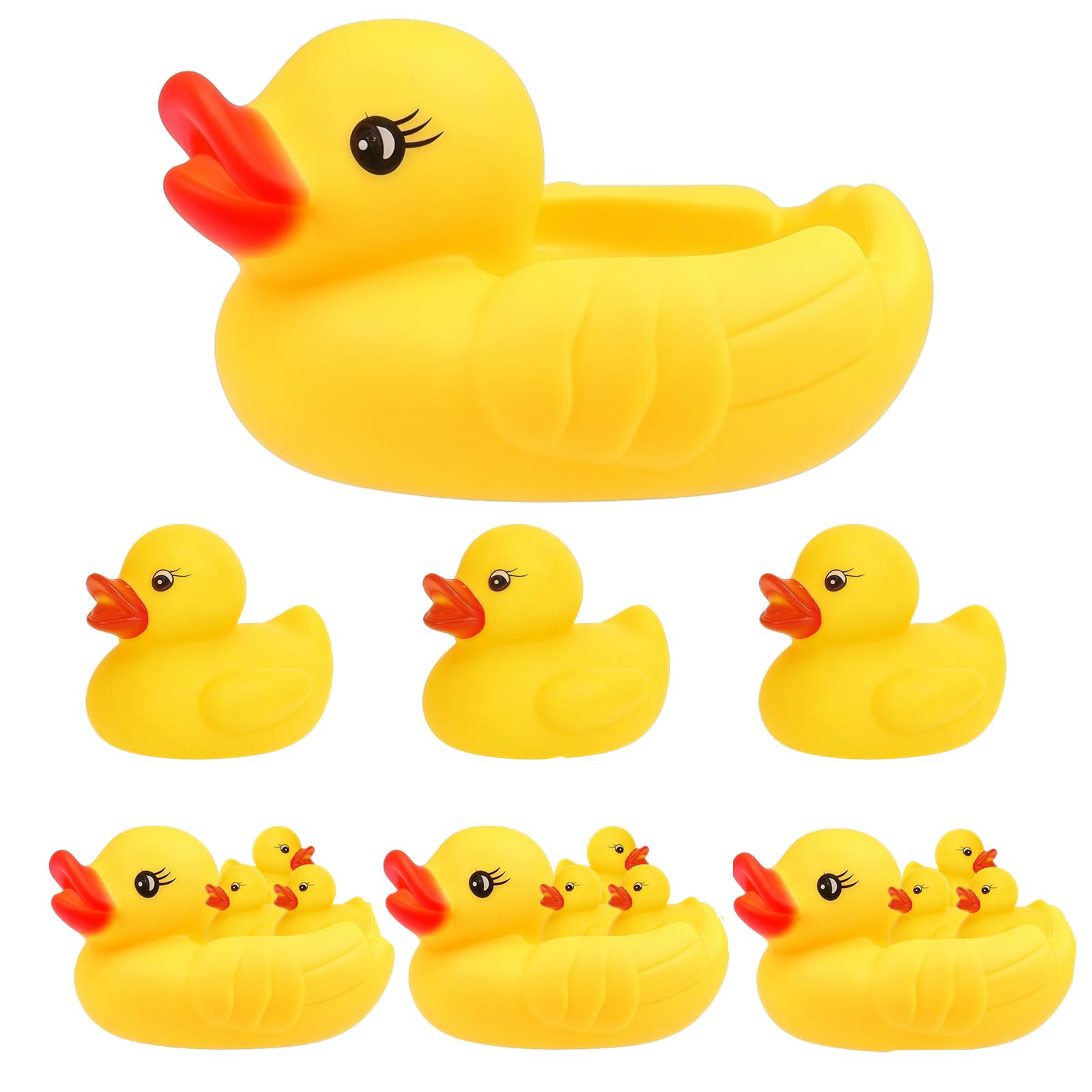 XNFUOE 16Pcs Rubber Ducks Bath Toys with 4 Large and 12 Small Ducks Bath Duck Toys Squeak and Float Duckies Party Bags Car Dashboard Home Decoration