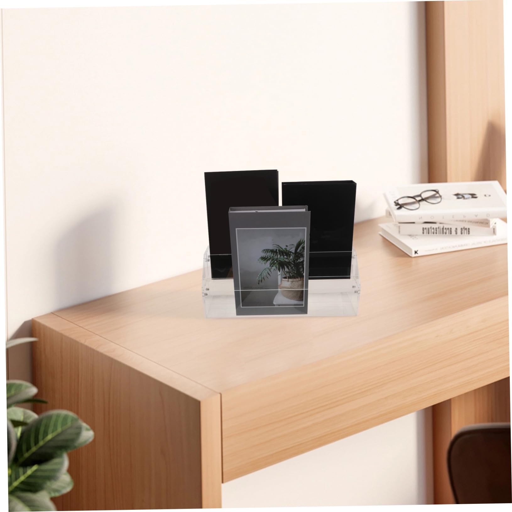 DOITOOL Porta Riviste per Scrivania in Acrilico Trasparente Espositore per Libri e Riviste Organizer Verticale da Tavolo Divisore Stabile per Uffici e Studi