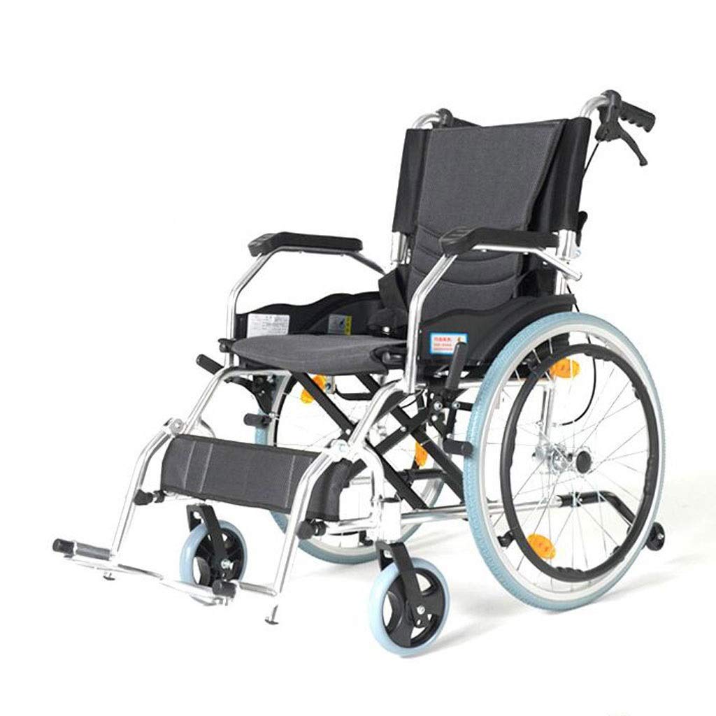 SXSLTSA Portable Wheelchair Self-Propelled Mobile Transport Wheelchair- Portable Wheelchair Self-Propelled Mobile Transport Wheelchair Folding Portable Travel Manual Small Aluminum Alloy Trolley