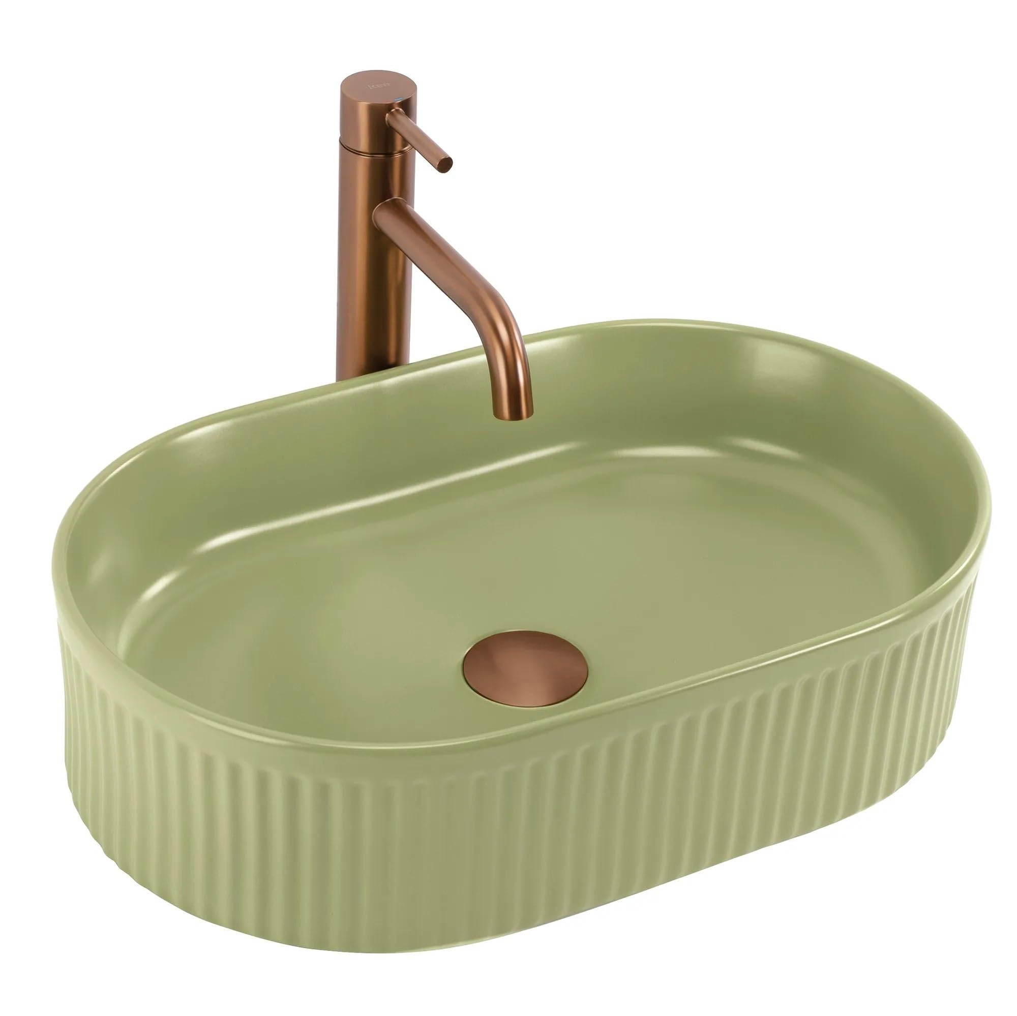 Rea - Lavabo da appoggio Vanda Pistachio Matt Ovale - Ceramiche Sanitarie - Verde - 49 x 31 x 13 cm