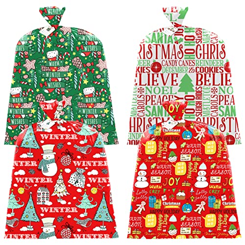 DAZONGE Christmas Gift Bags | 4PCS Assorted Gift Bags (44â€™â€™x 36â€™â€™) with Ties & Gift Tags in 4 Designs for Oversize Xmas Gifts | Christmas Wrapping Bags, Goodie Bags, Holiday Party Supplies Bags