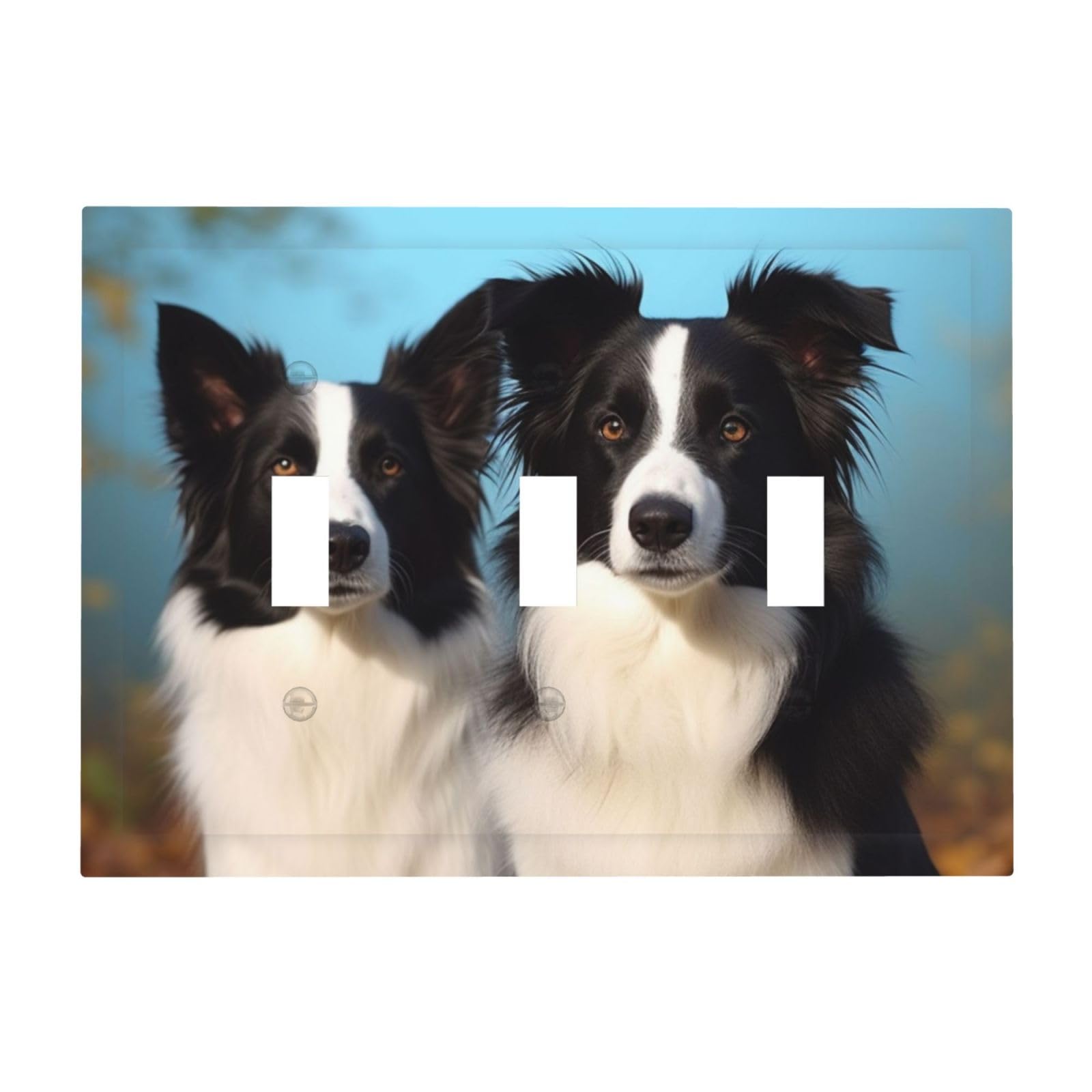 Kloph Border Collie Decorator Light Switch Covers Wall Plate 3-Gang Mid Size 6.7" X 4.8" Triple Toggle Switch Wallplate Decorative 3 Gang Wall Switch Plate Covers Polycarbonate Thermoplastic