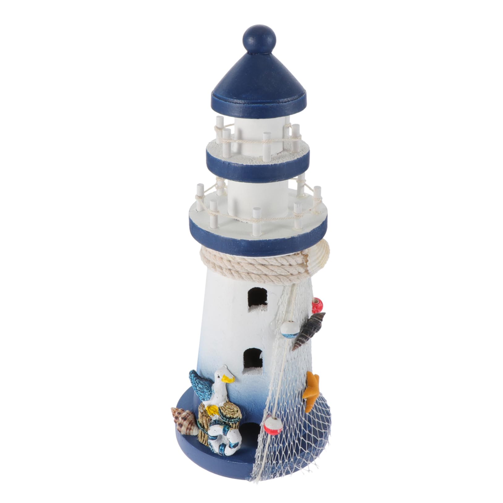 Mediterranean Wooden Lighthouse Ornament Creative Desktop Decor Nautical Home Adorn Unique Present for Beach Lovers for Living and Office Spaces