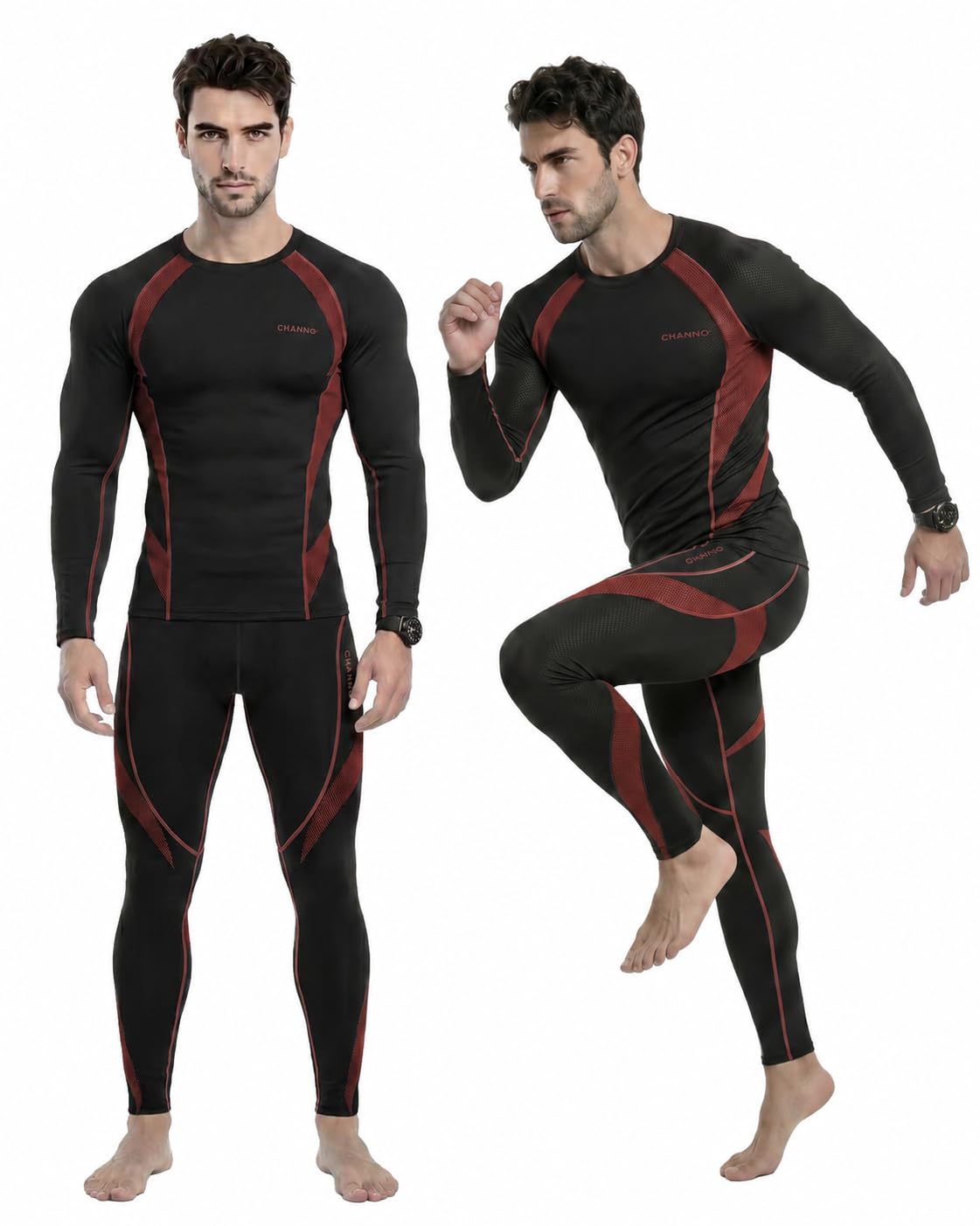 Channo Completo Termico Sportivo Uomo: Intimo in Pile Morbido assorbe Sudore Asciugatura Rapida per Sci Outdoor Inverno