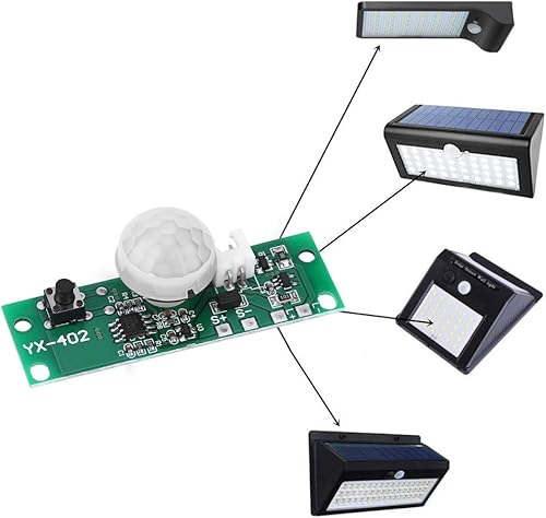 Miniatura 7 de Controlador solar de 3.7v, controlador de carga de panel solar ajustable, placa de circuito de lámpara solar con sonda de detección de cuerpo humano
